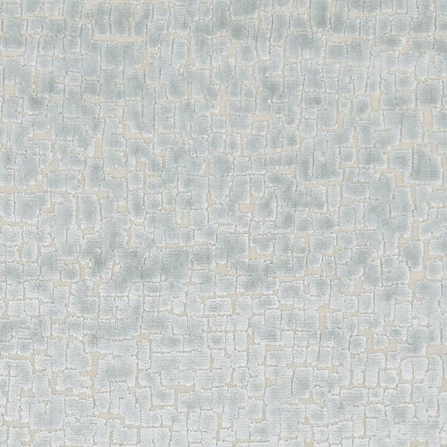 Pale duck-egg woven textile with ivory broken grid and softly raised texture