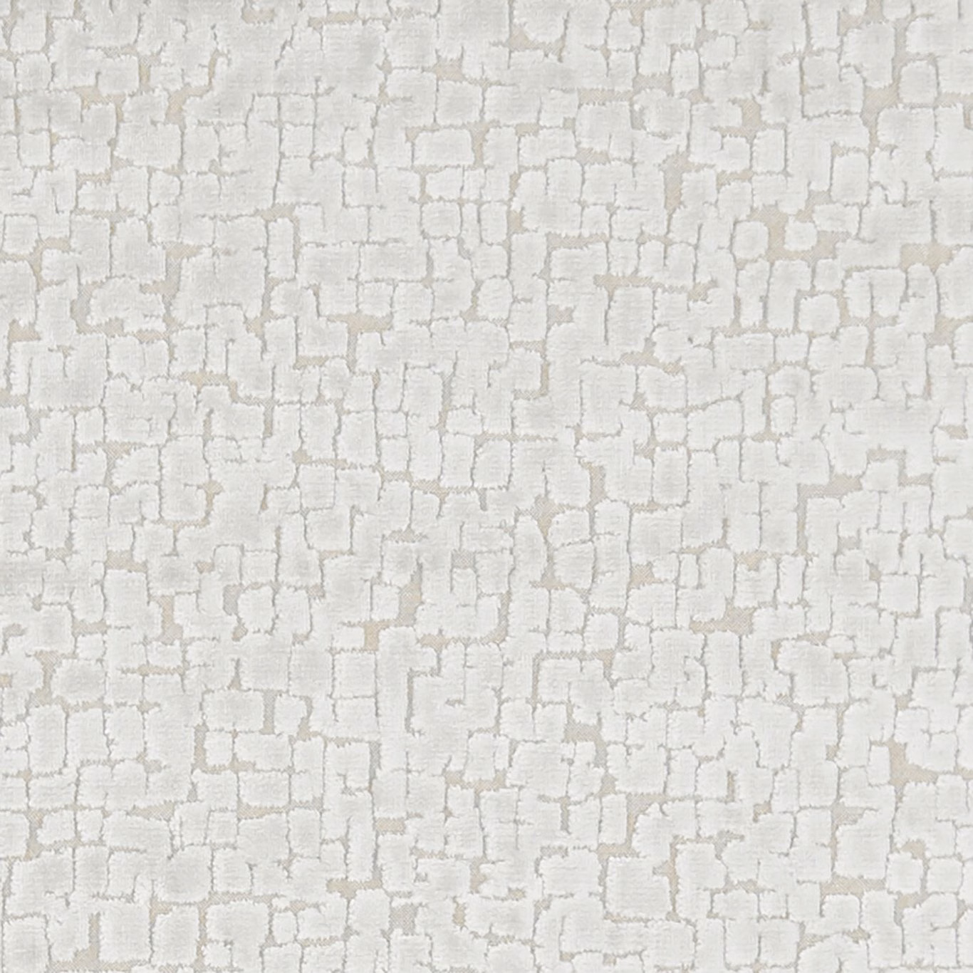Pale ivory woven textile with softly outlined, irregular brick-like blocks