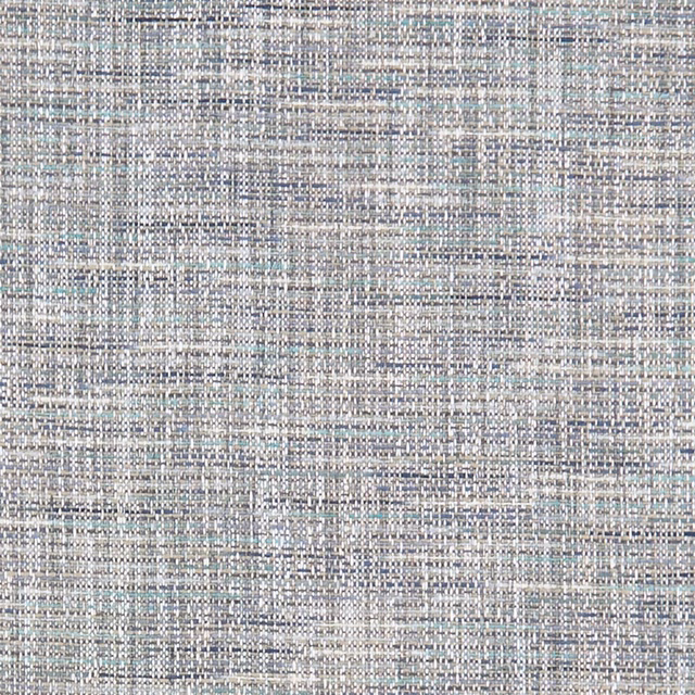 Muted denim blue-grey woven fabric with ivory, aqua and grey flecked texture