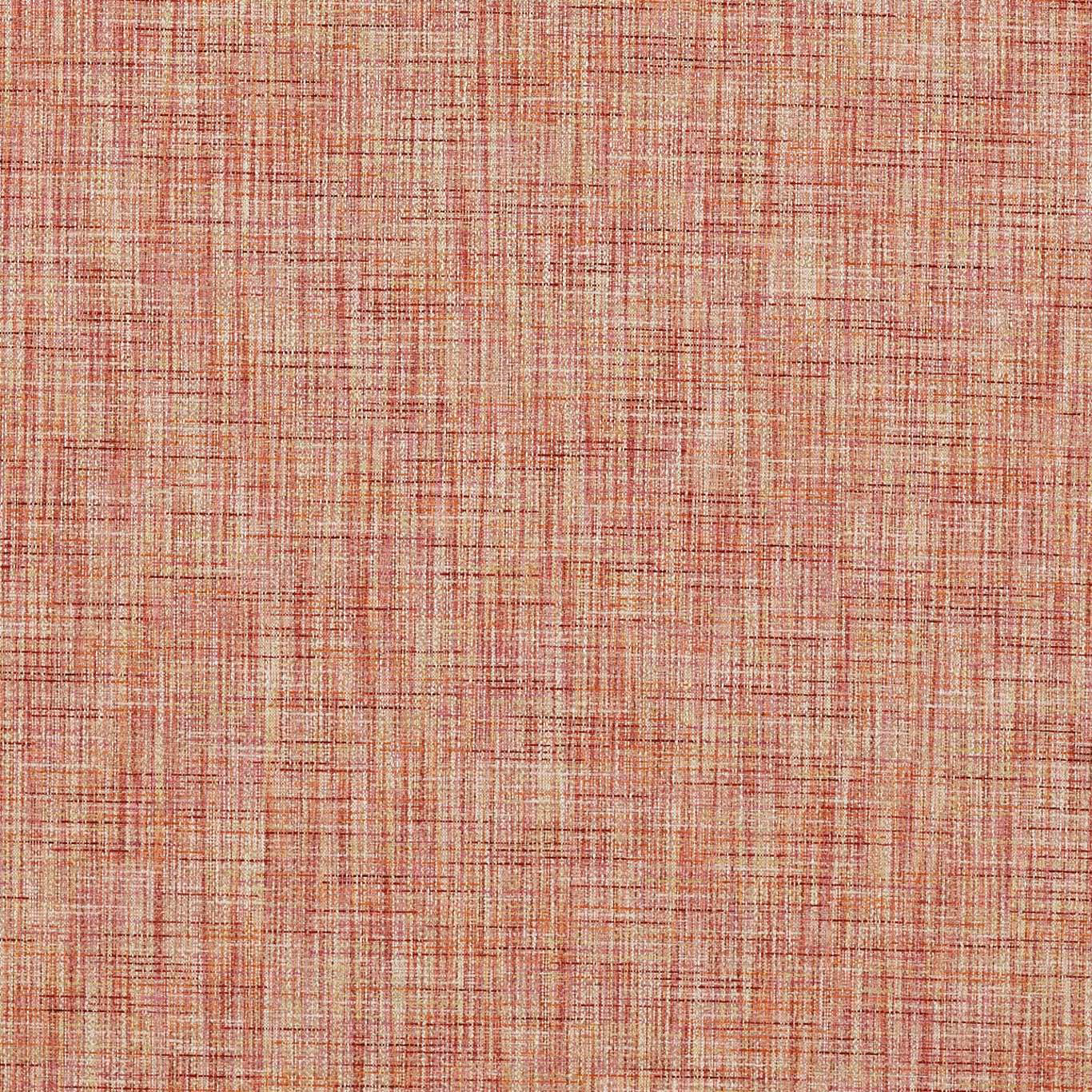 Warm coral and terracotta woven upholstery with a fine cream crosshatch texture