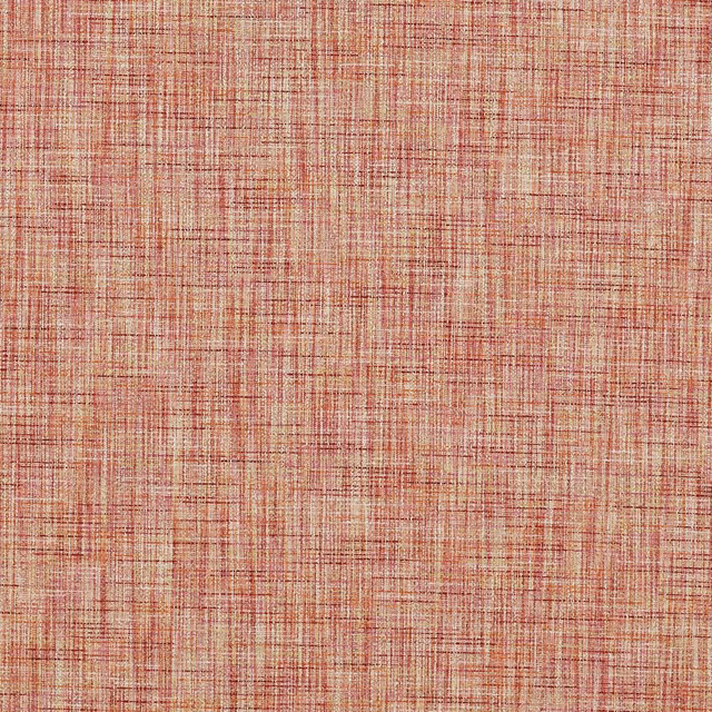 Warm coral and terracotta woven upholstery with a fine cream crosshatch texture