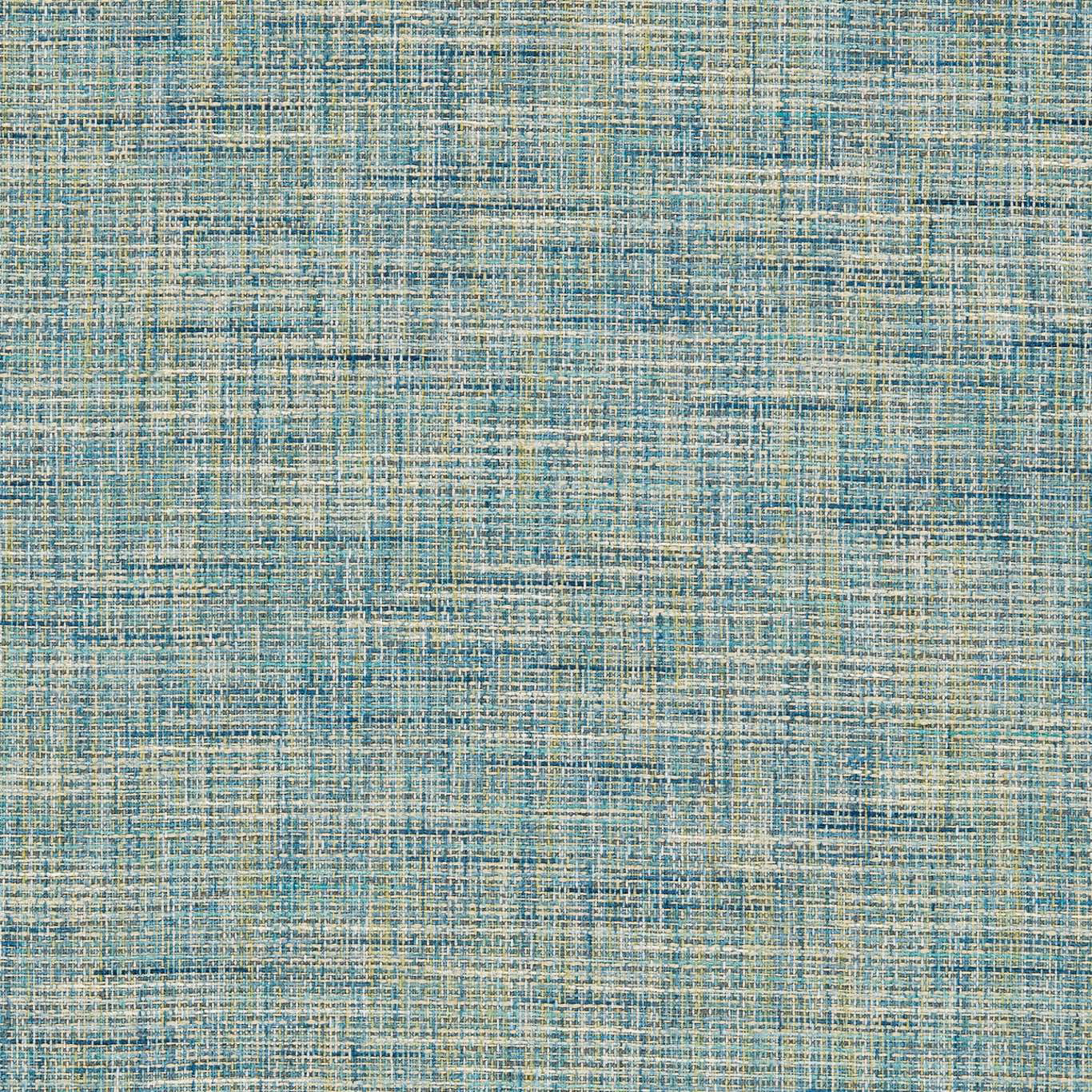 Peacock teal woven fabric with pale aqua cream crosshatch texture