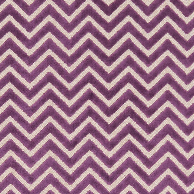 Deep amethyst and cream woven zigzag fabric with a softly nubby texture