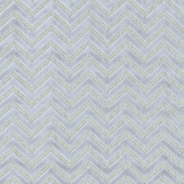 Pale duck-egg blue woven fabric with softly textured repeating chevron stripes