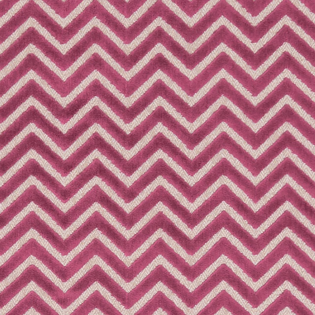 Saturated fuchsia and ivory chevrons in a softly textured woven surface