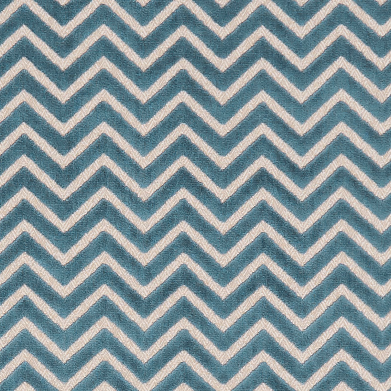 Muted mineral teal and ivory zigzag fabric with a softly nubby woven texture