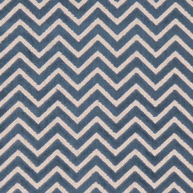 Deep navy woven fabric with repeated ivory chevron zigzags and tactile texture