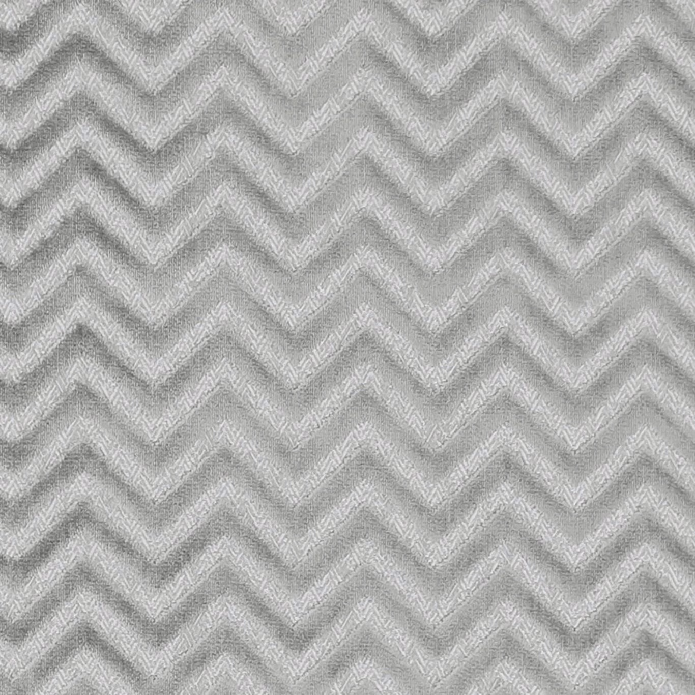 Cool slate grey woven fabric with fine repeating chevron bands and flecked texture
