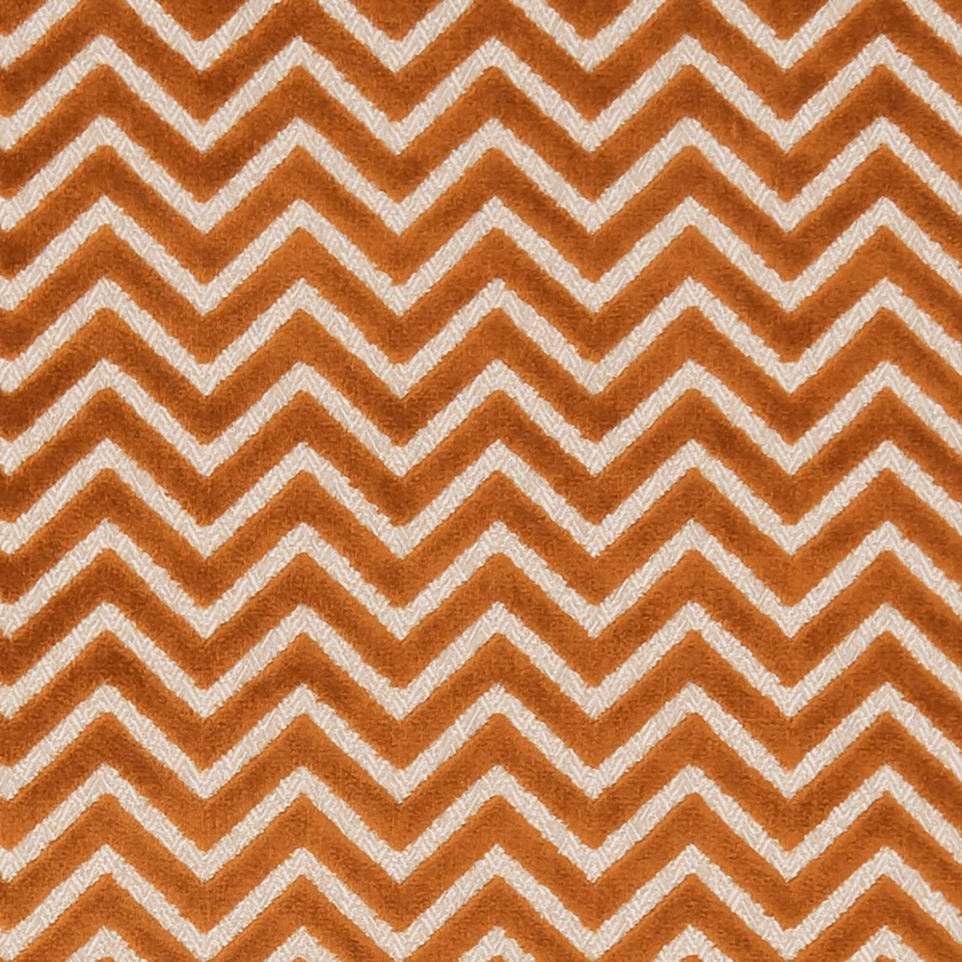 Burnt spice-orange woven chevrons alternating with ivory on a nubby textile ground