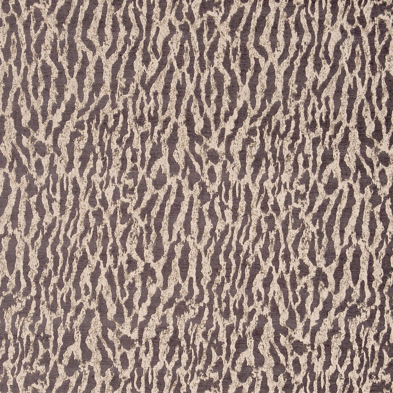 Espresso brown and taupe woven textile with irregular vertical animal-like streaks