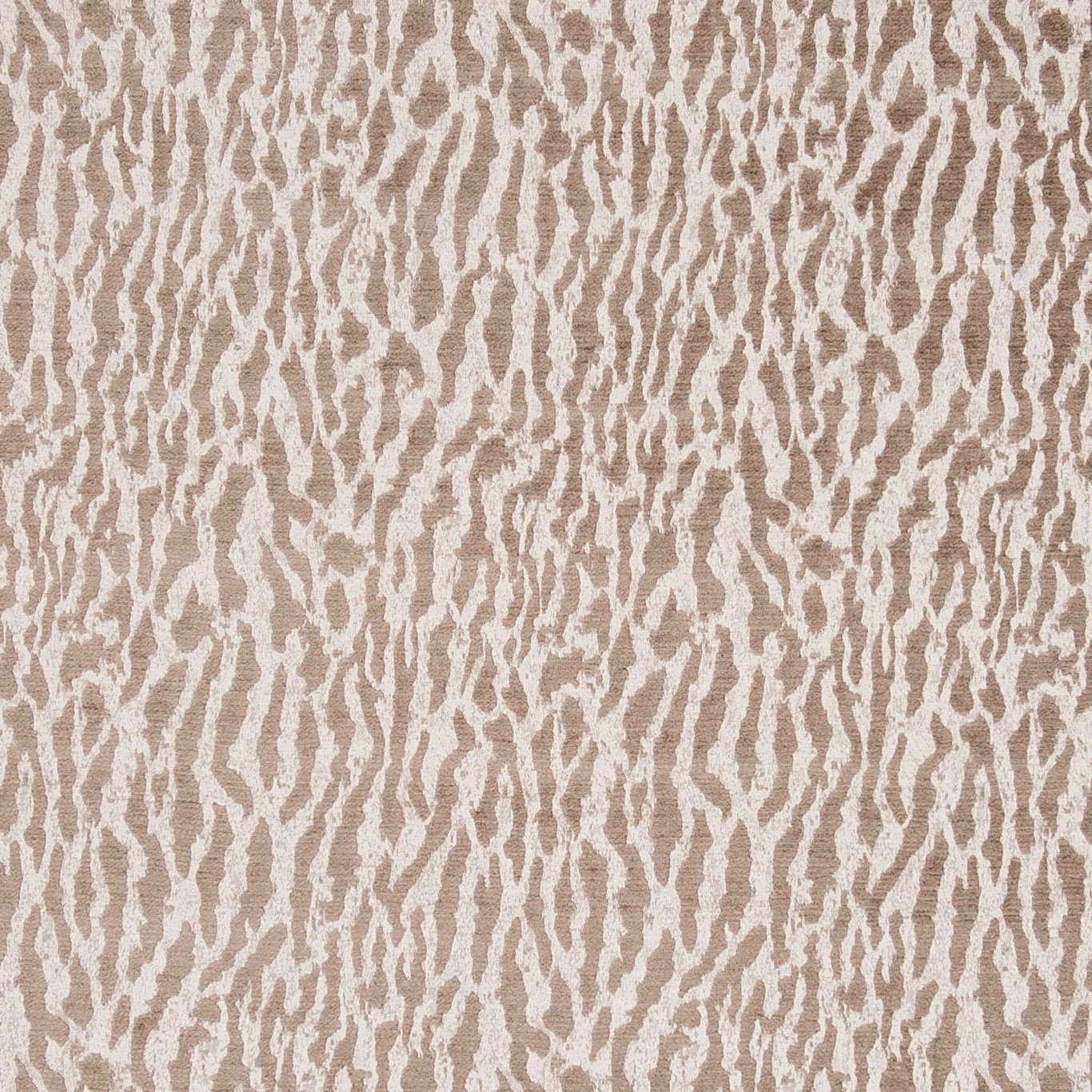 Warm taupe upholstery fabric with cream irregular vertical streaks and tactile woven texture
