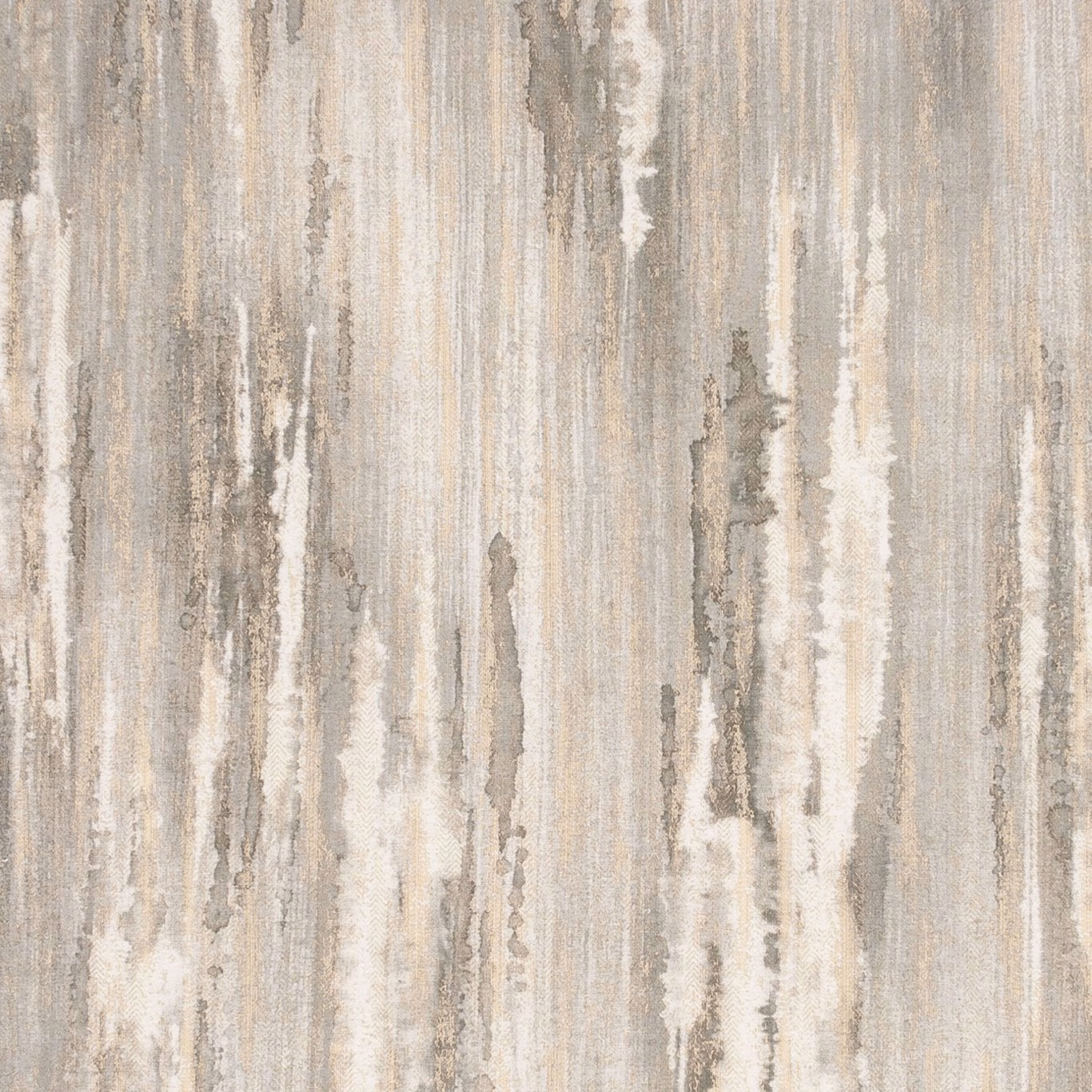 Taupe, ivory and grey vertical striations with a softly weathered woven texture
