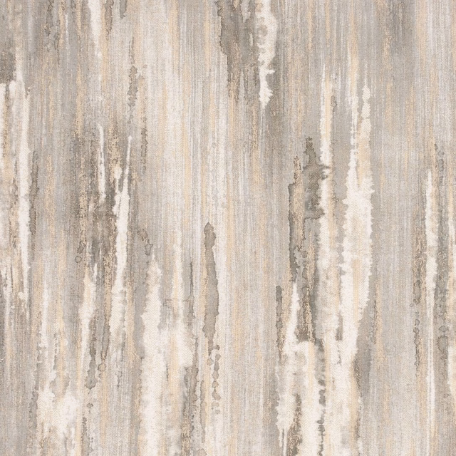 Taupe, ivory and grey vertical striations with a softly weathered woven texture