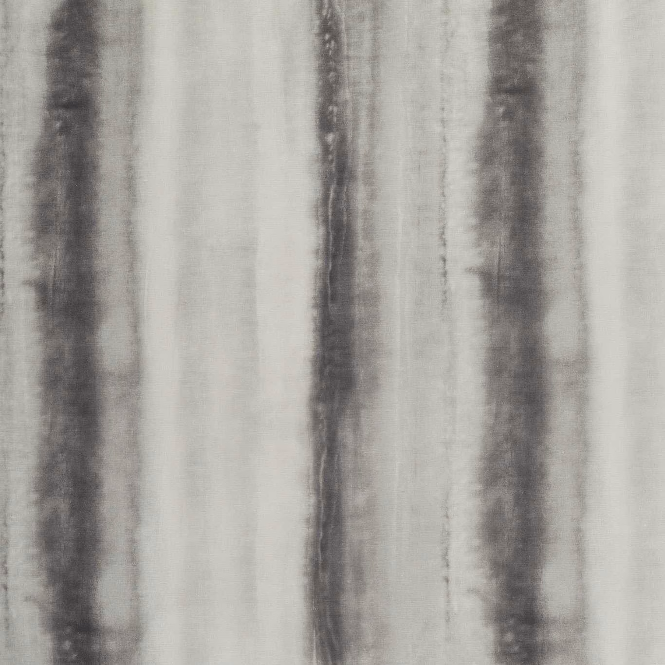 Pale grey sheer with blurred cool charcoal vertical striations and soft woven texture
