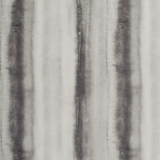 Pale grey sheer with blurred cool charcoal vertical striations and soft woven texture