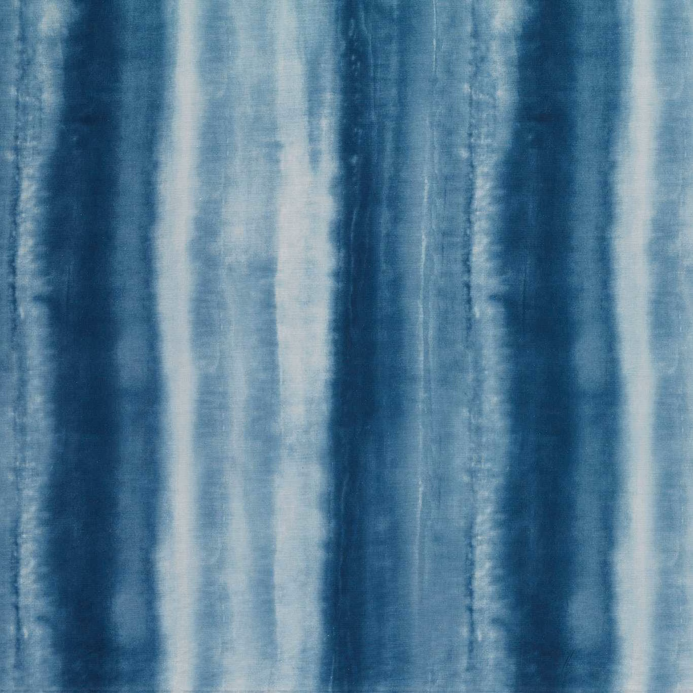 Painterly vertical stripes in midnight, icy blue and pale aqua with softly brushed texture
