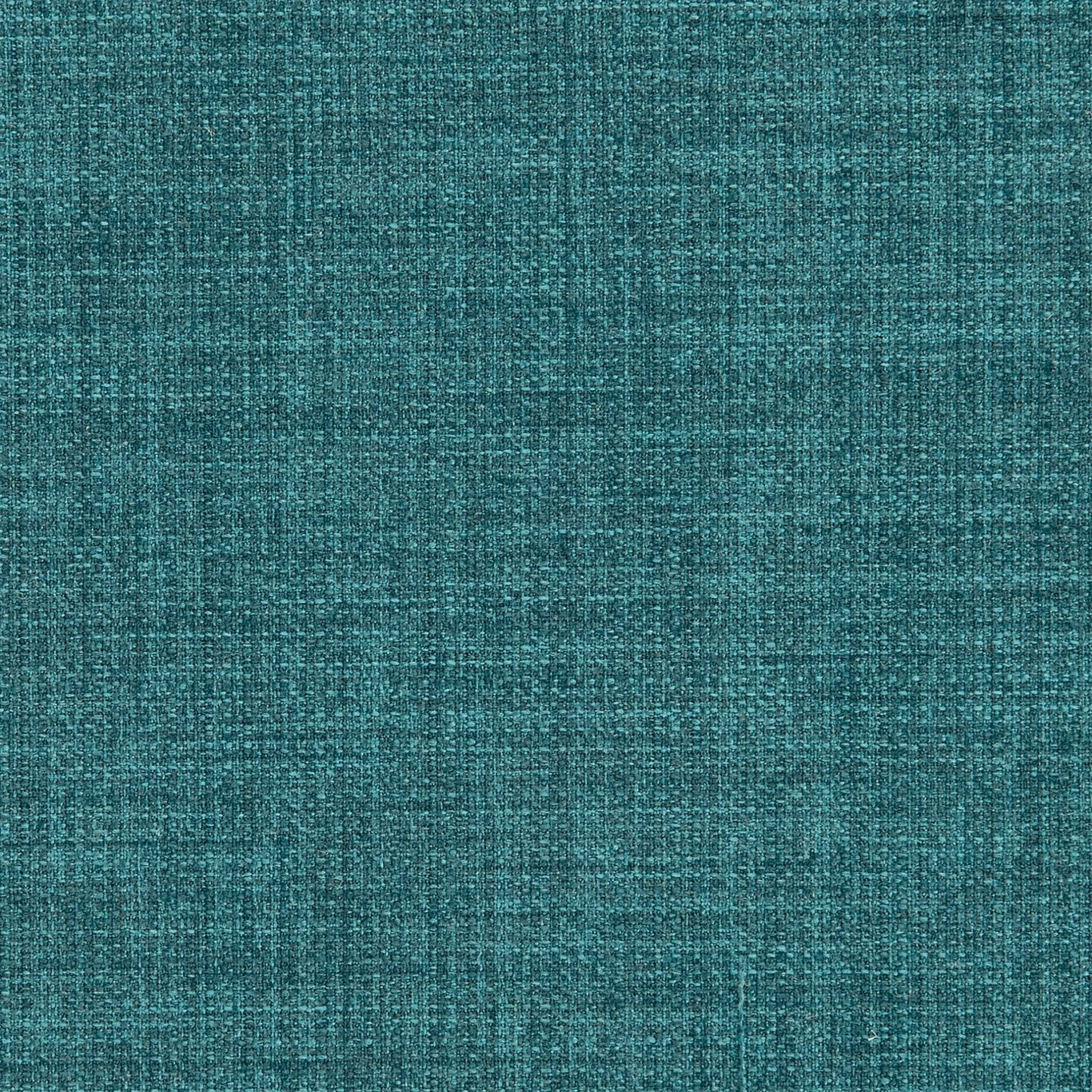 Close-up of azure teal woven fabric with fine crosshatched slub texture