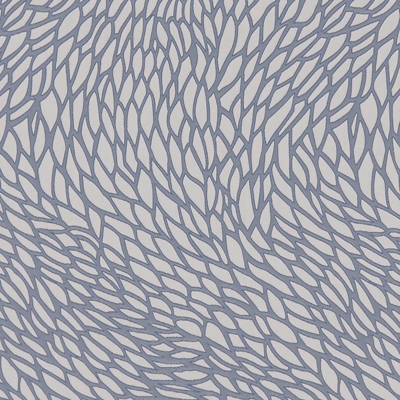 Cool blue-grey branching tracery pattern across a pale grey textile surface