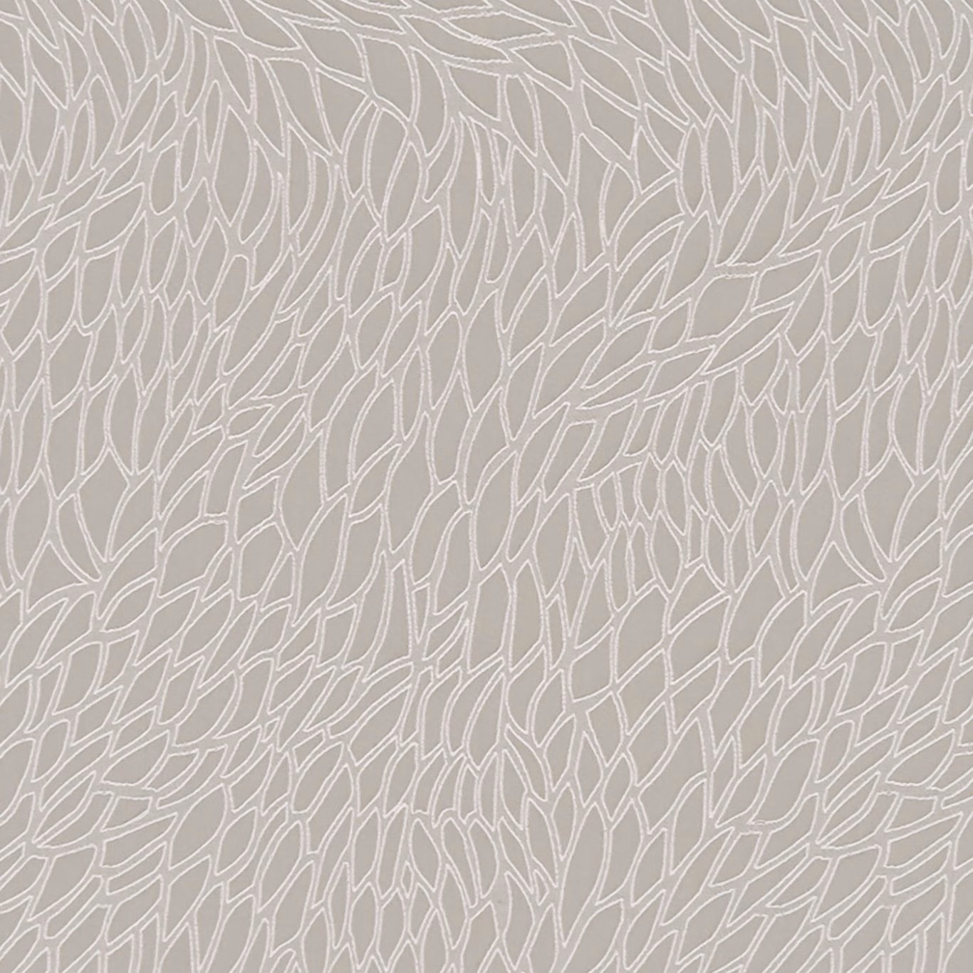 Soft pebble taupe fabric with pale outlined leaf-like tracery and subtle woven texture