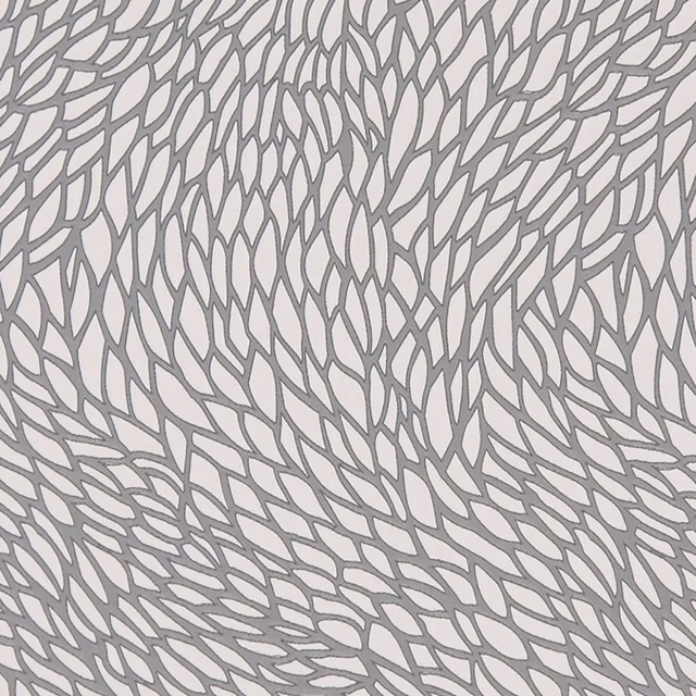 Pewter-grey branching coral lattice over a pale cream ground, close-up swatch