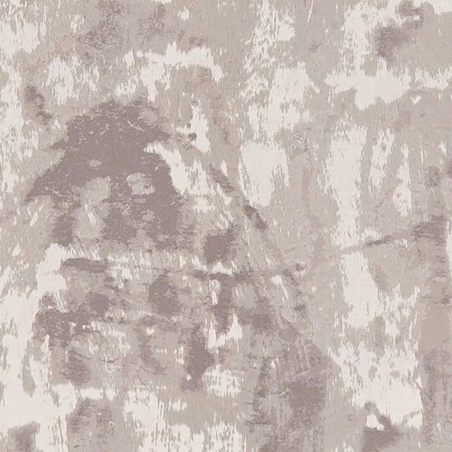 Pale taupe-grey woven fabric with distressed mauve-grey painterly abstract marks