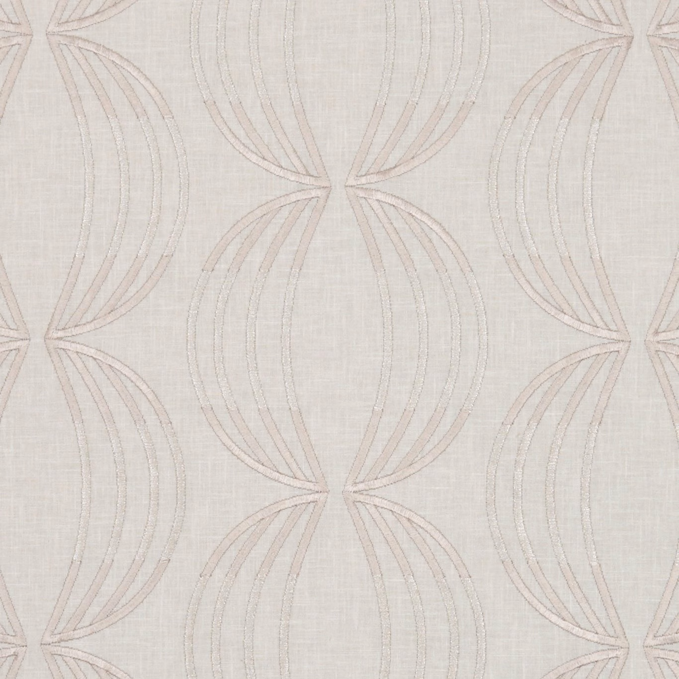 Champagne woven fabric with blush rose fan outlines and subtle crosshatched texture