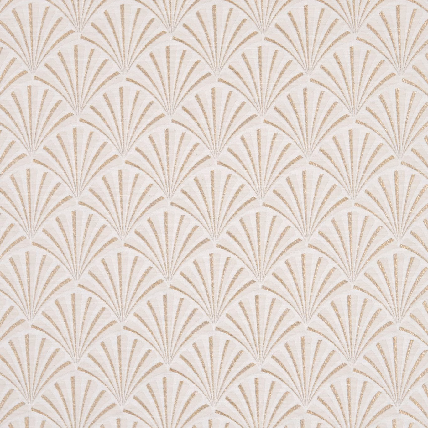 Cream fabric with repeating pale rose-gold Art Deco fan motifs