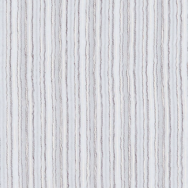 Pale pewter sheer with fine wavering grey vertical stripes and open white ground