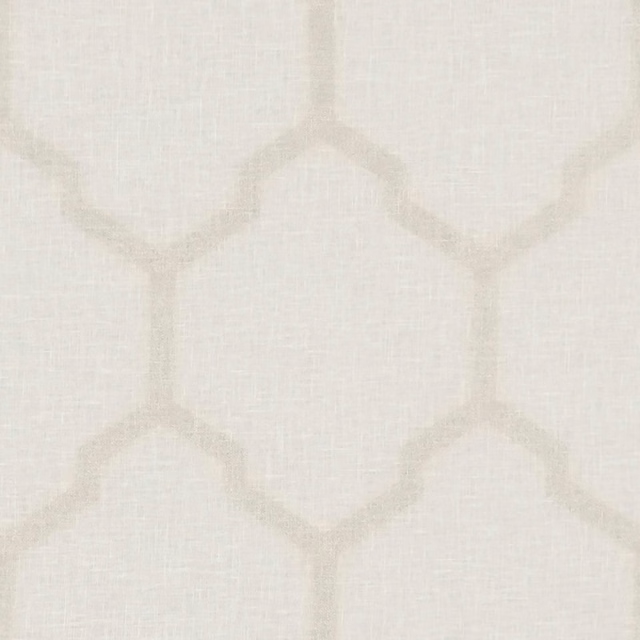 Translucent ivory sheer with subtle warm gold geometric lines and fine woven texture