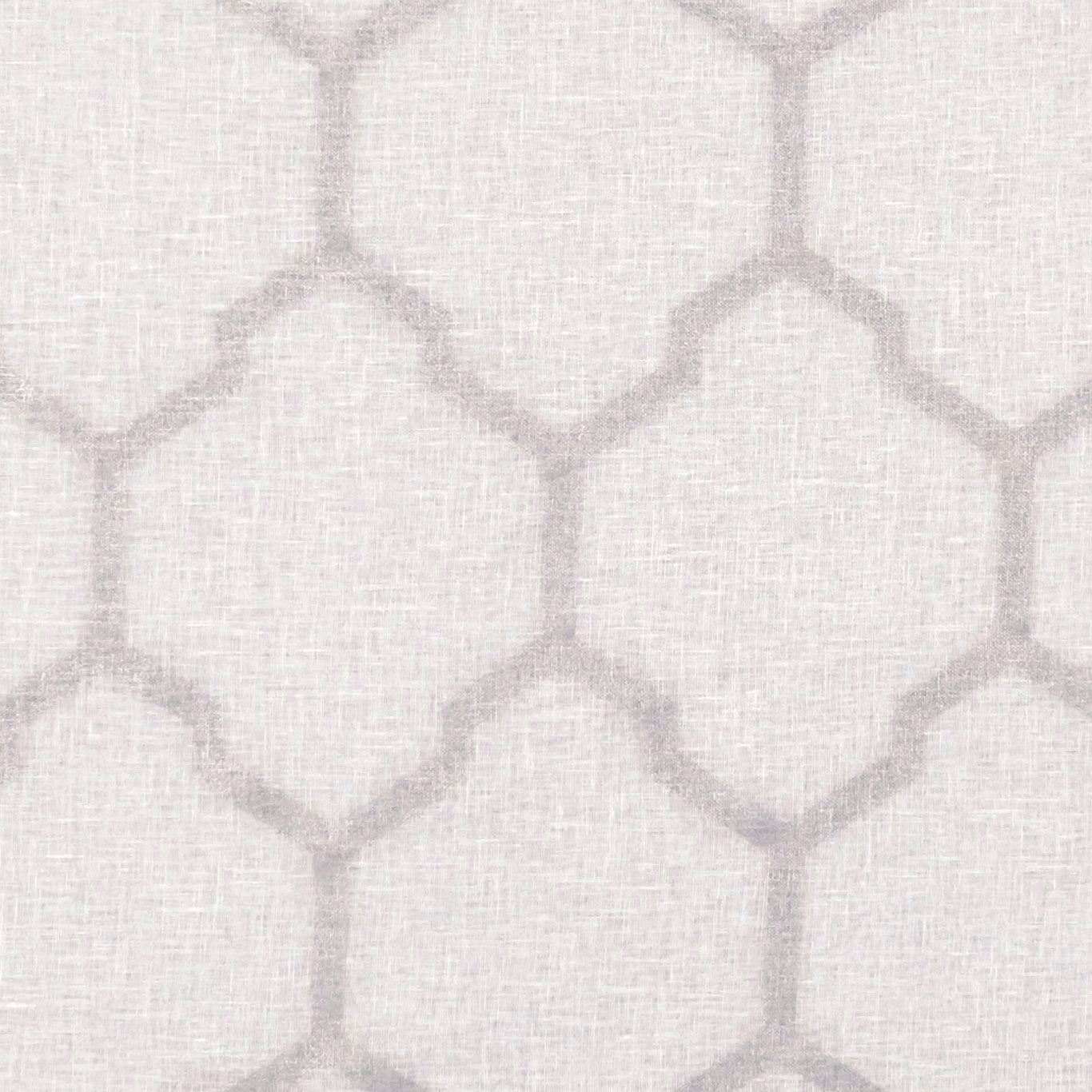 Pale silver-grey sheer with softly textured weave and interlocking hexagons