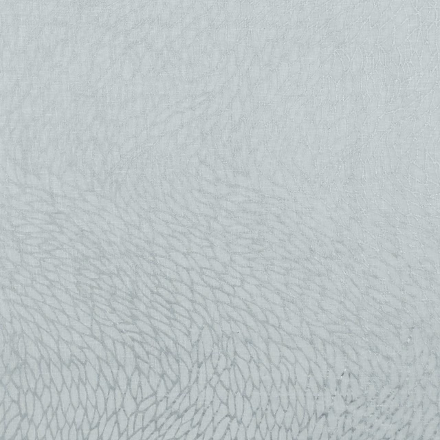 Pale mineral-grey sheer with a delicate overlapping oval lattice pattern