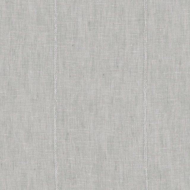 Cool pebble-grey sheer with fine crosshatch texture and narrow raised vertical stripes