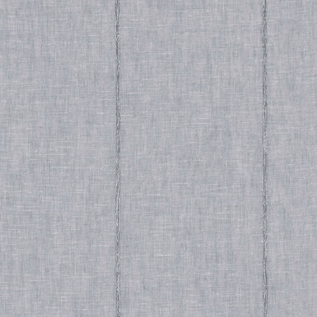 Cool pewter-grey sheer with fine crossweave and narrow darker vertical lines