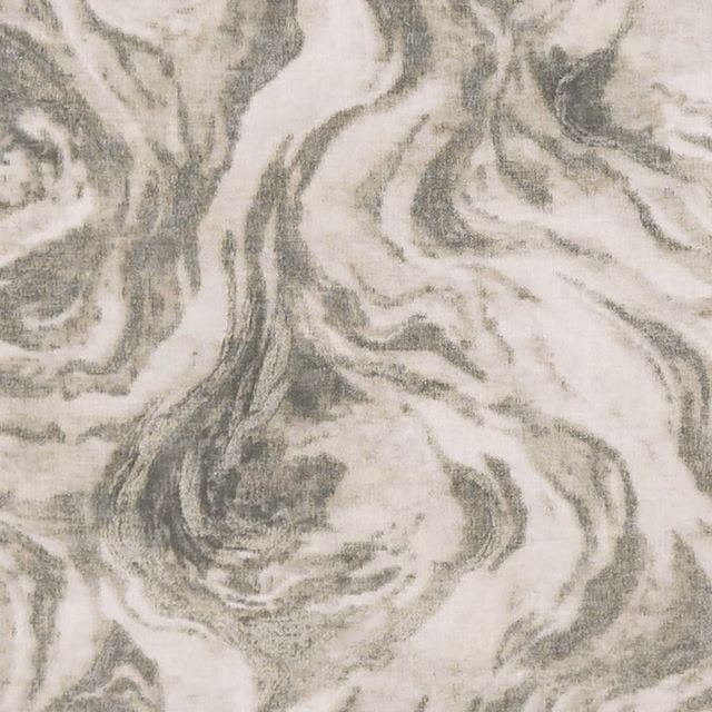 Warm champagne sheer with pebble-grey marbled swirls and a softly textured weave
