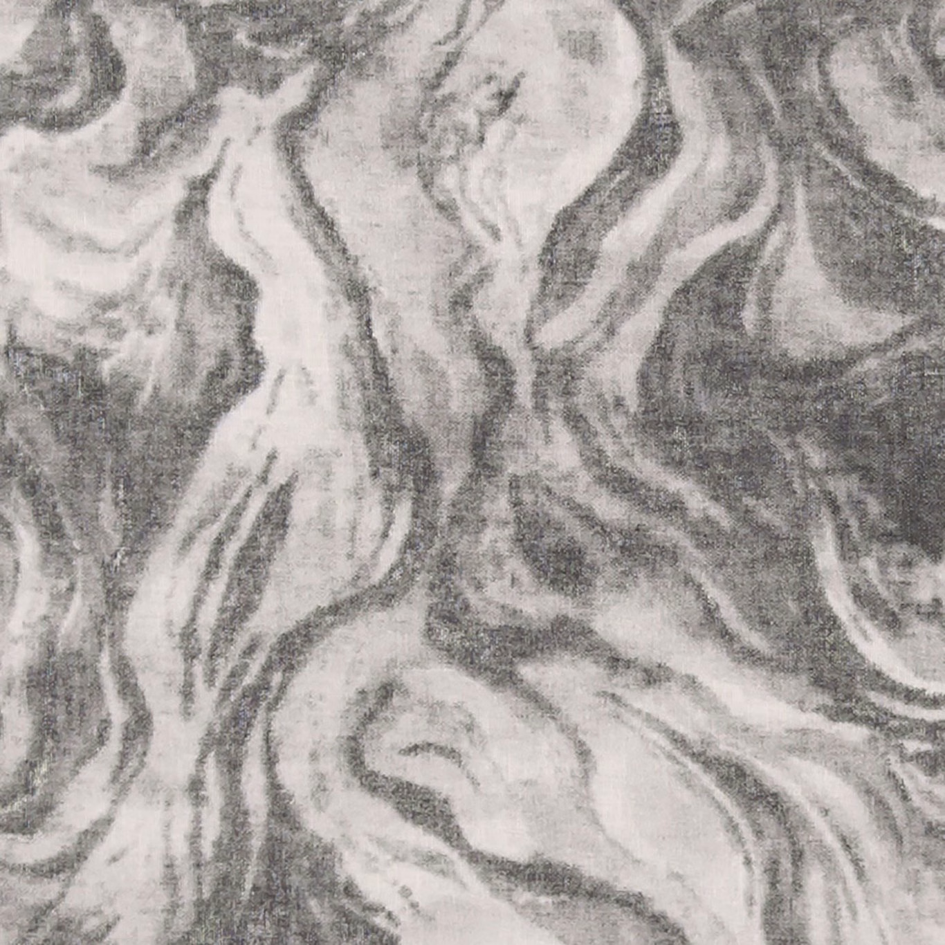 Charcoal sheer fabric with pale grey swirling marbled bands and a softly textured surface
