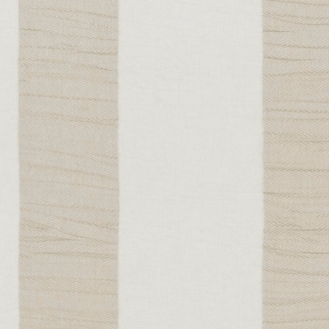 Warm champagne-ivory sheer with subtle horizontal chevrons and a plain central field
