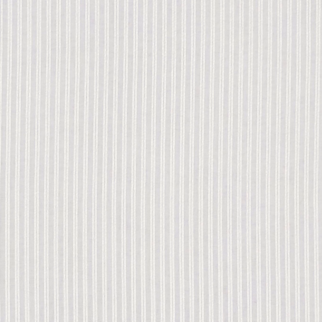 Pale chalk-grey sheer with closely spaced white vertical pinstripes and subtle woven texture
