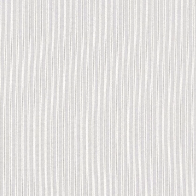 Pale chalk-grey sheer with closely spaced white vertical pinstripes and subtle woven texture