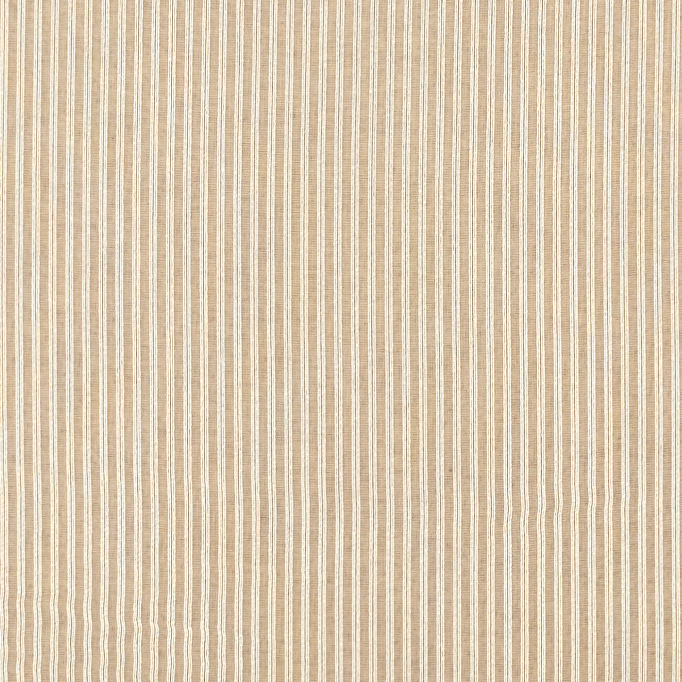 Warm champagne-beige sheer with fine irregular vertical ivory stripes
