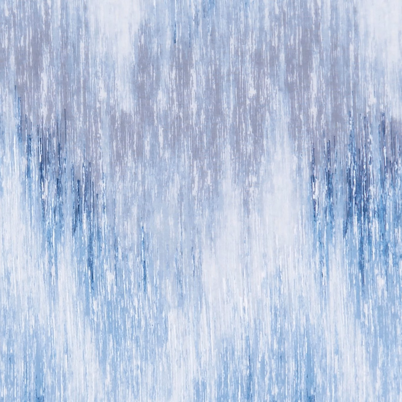 Icy chambray-blue sheer with layered white vertical brushstrokes and denim accents