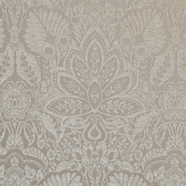 Warm mocha taupe damask jacquard with large floral motifs and woven tonal contrast