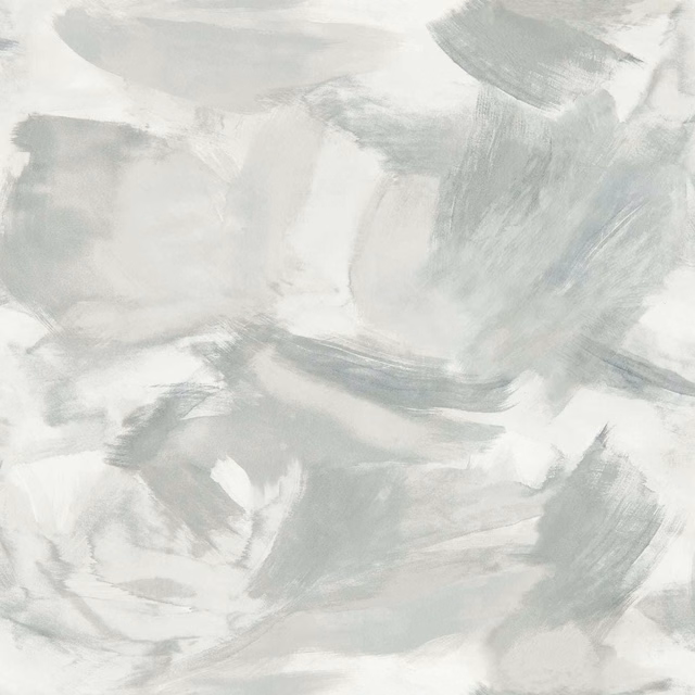 Pale dove-grey wallpaper with sweeping white and grey abstract brushstrokes