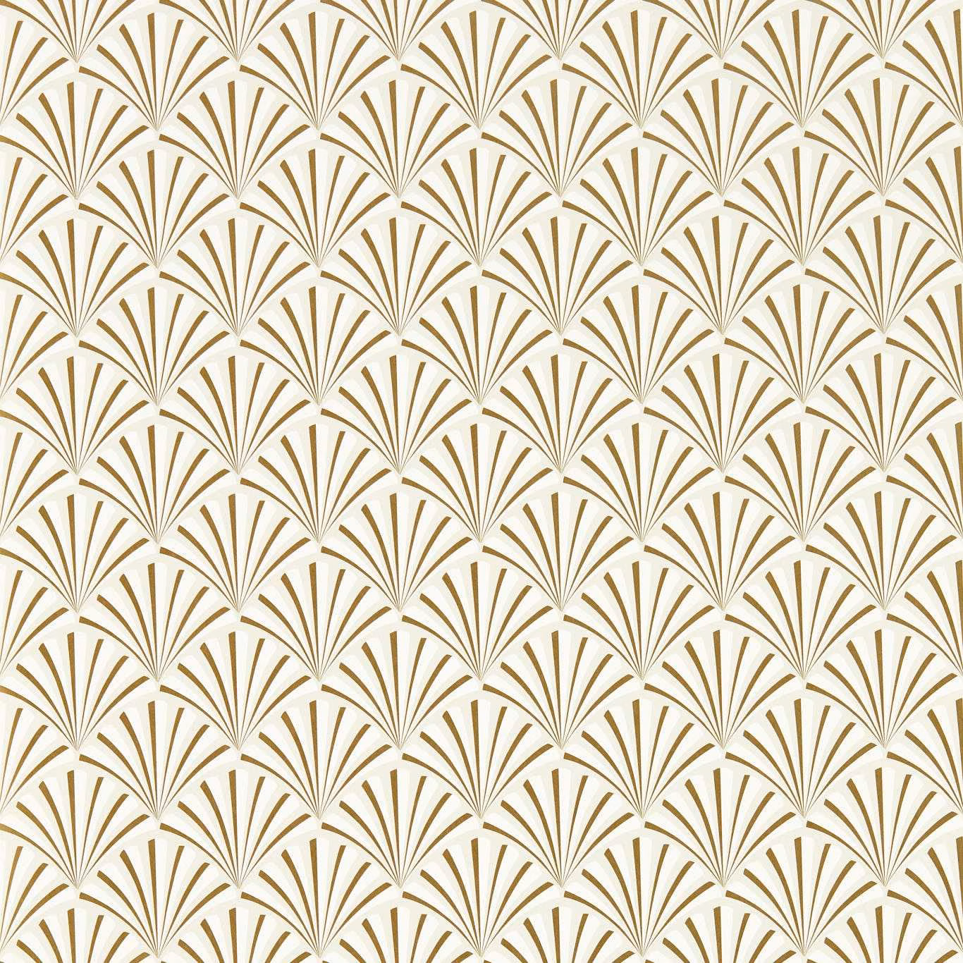 Pearl cream wallpaper with repeating muted taupe Art Deco fan lines