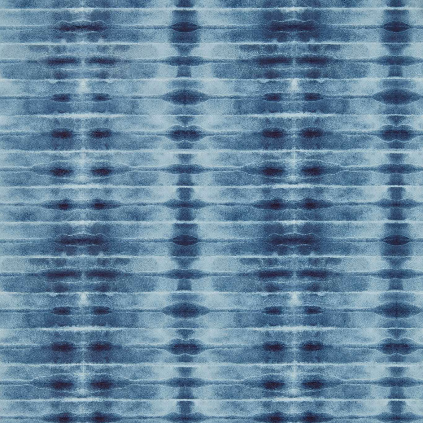 Icy blue and teal wallpaper with dark navy, plum-toned horizontal ikat bands