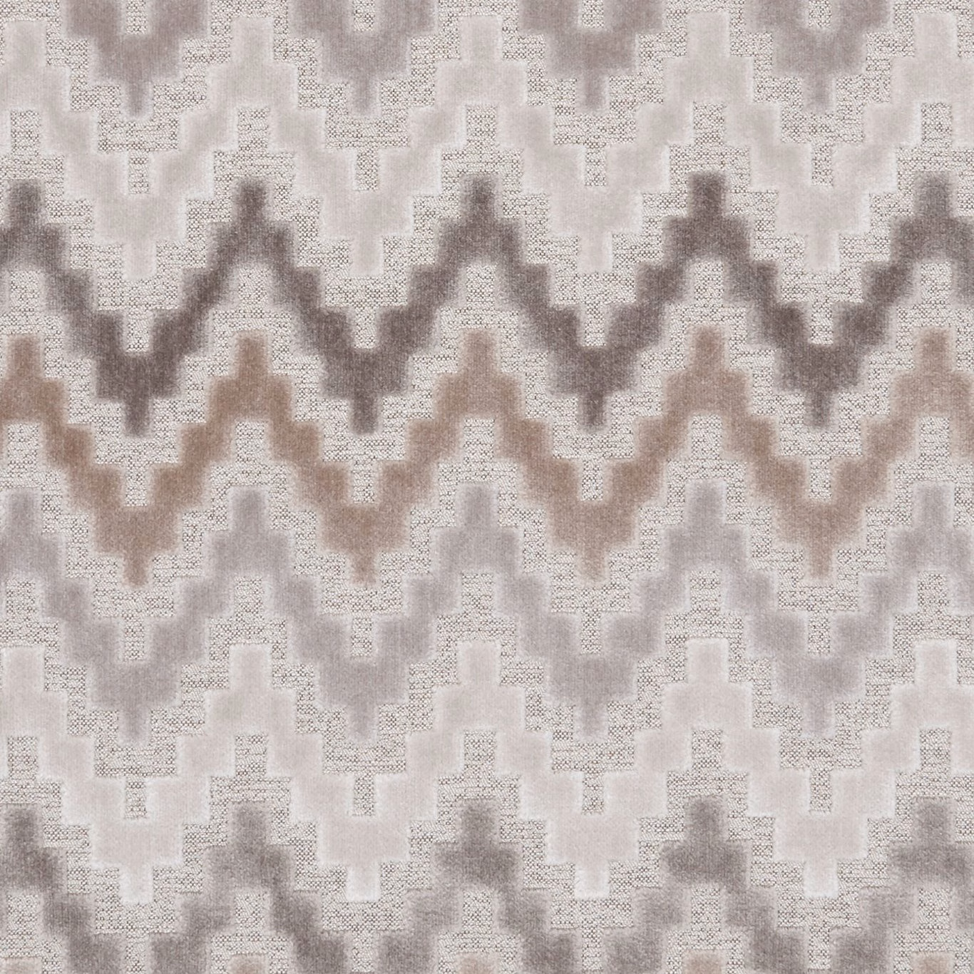 Empire Natural upholstery fabric with taupe-grey stepped zigzag weave on ivory ground