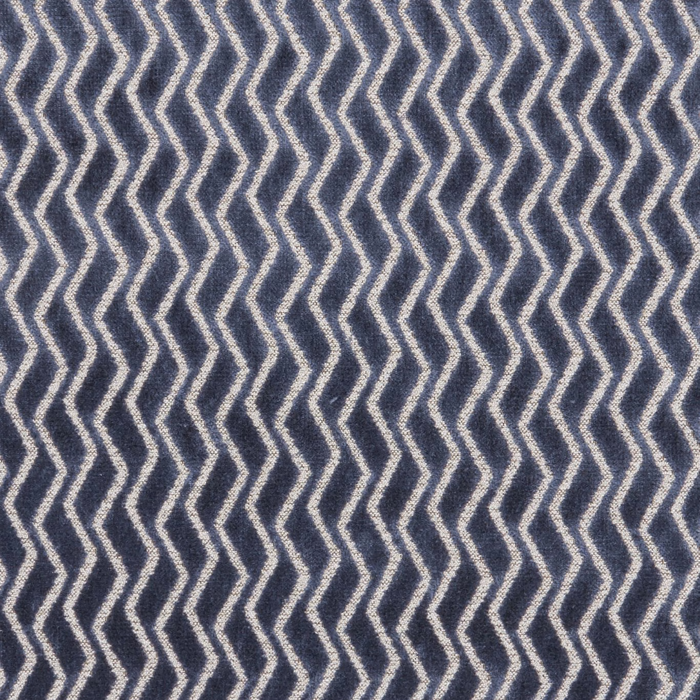 Midnight navy and ivory woven zigzags with a softly nubby surface