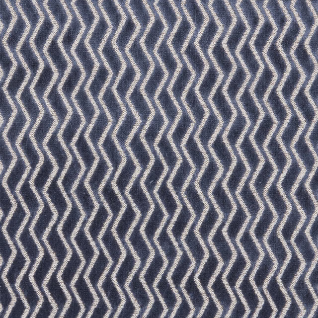 Midnight navy and ivory woven zigzags with a softly nubby surface