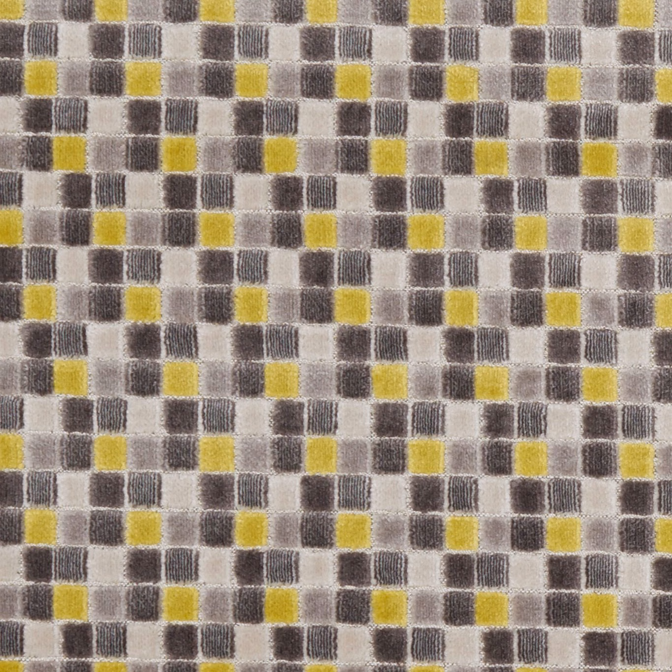 Small chartreuse, charcoal, taupe and cream woven check with a softly brushed texture