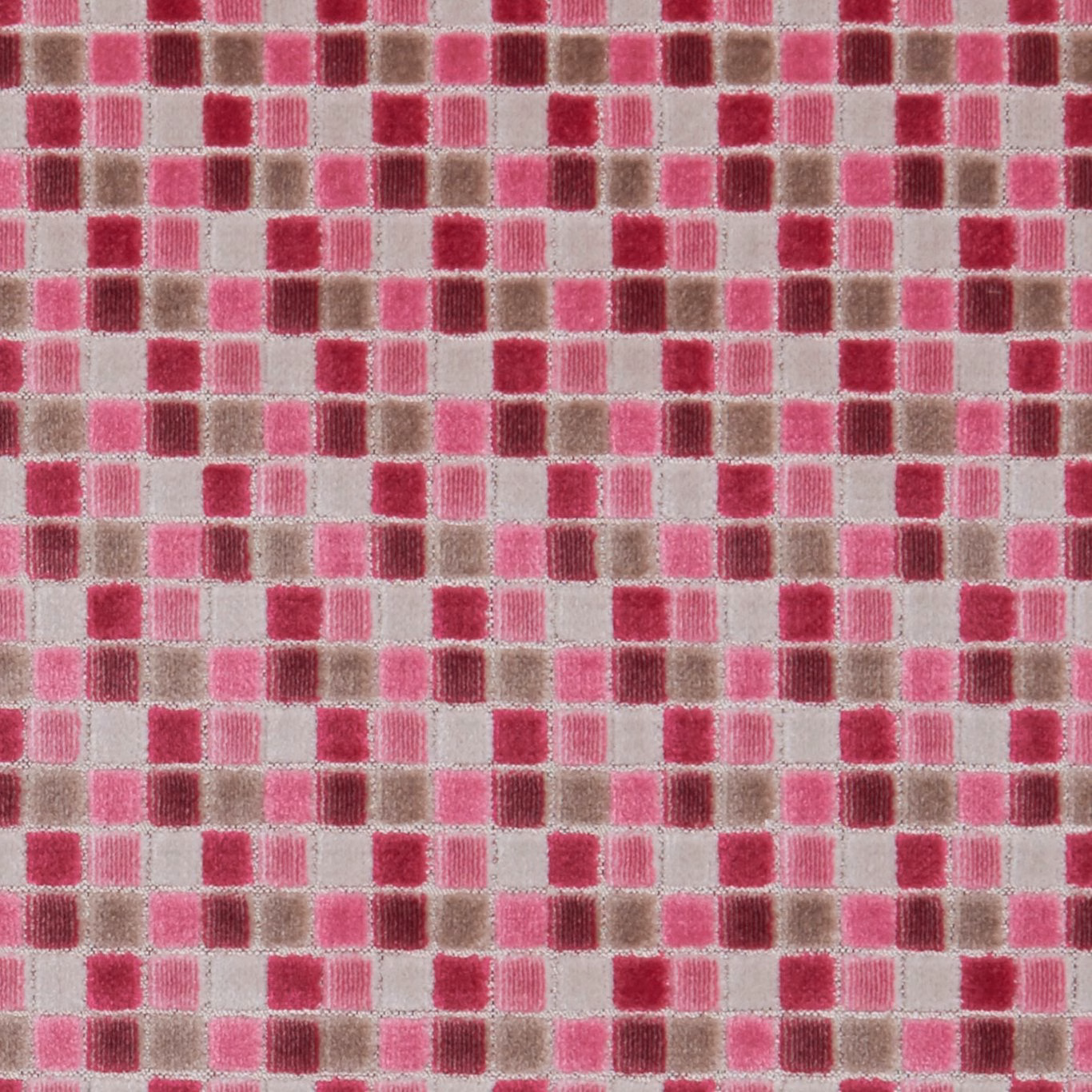 Orchid pink and raspberry woven check with taupe and ivory squares