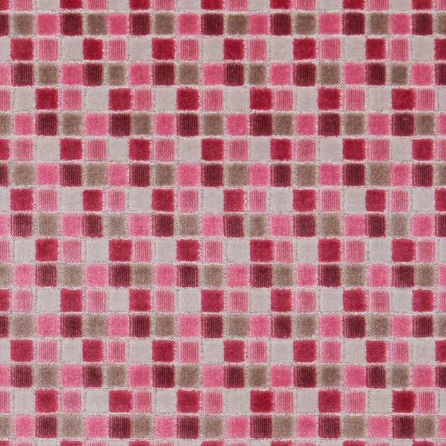 Orchid pink and raspberry woven check with taupe and ivory squares